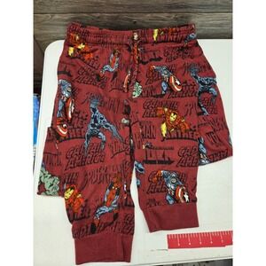 Marvel Comics Avengers Pajama Pants Mens Medium Red Fleece Spider-Man Hulk Iron